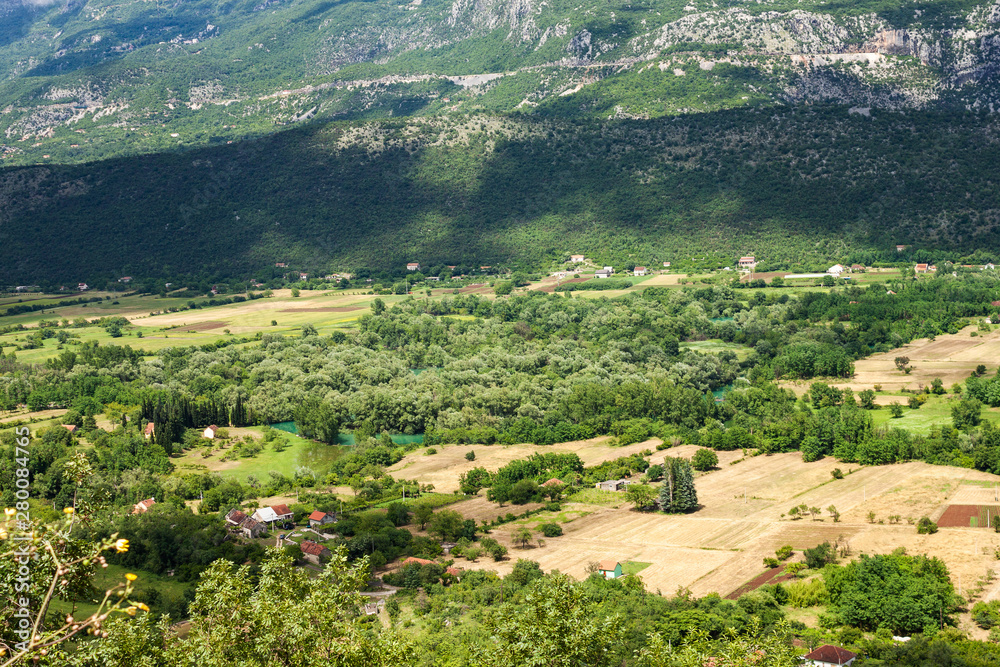 aerial view of the village in Montenegro