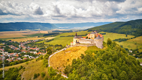 Aerial view of Krasna Horka castle in summer photo