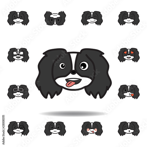 Fototapeta Naklejka Na Ścianę i Meble -  pekingese emoji stuck out tongue winking eyes multicolored icon. Set of pekingese emoji illustration icons. Signs, symbols can be used for web, logo, mobile app, UI, UX