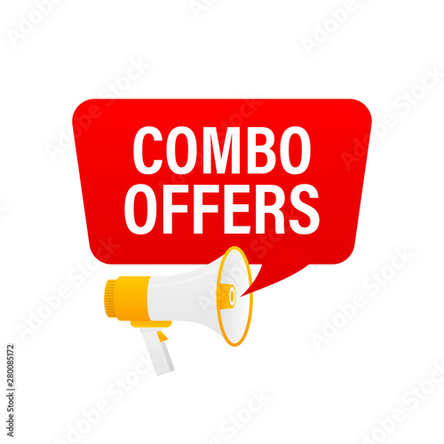 Hand holding megaphone with Combo offers.