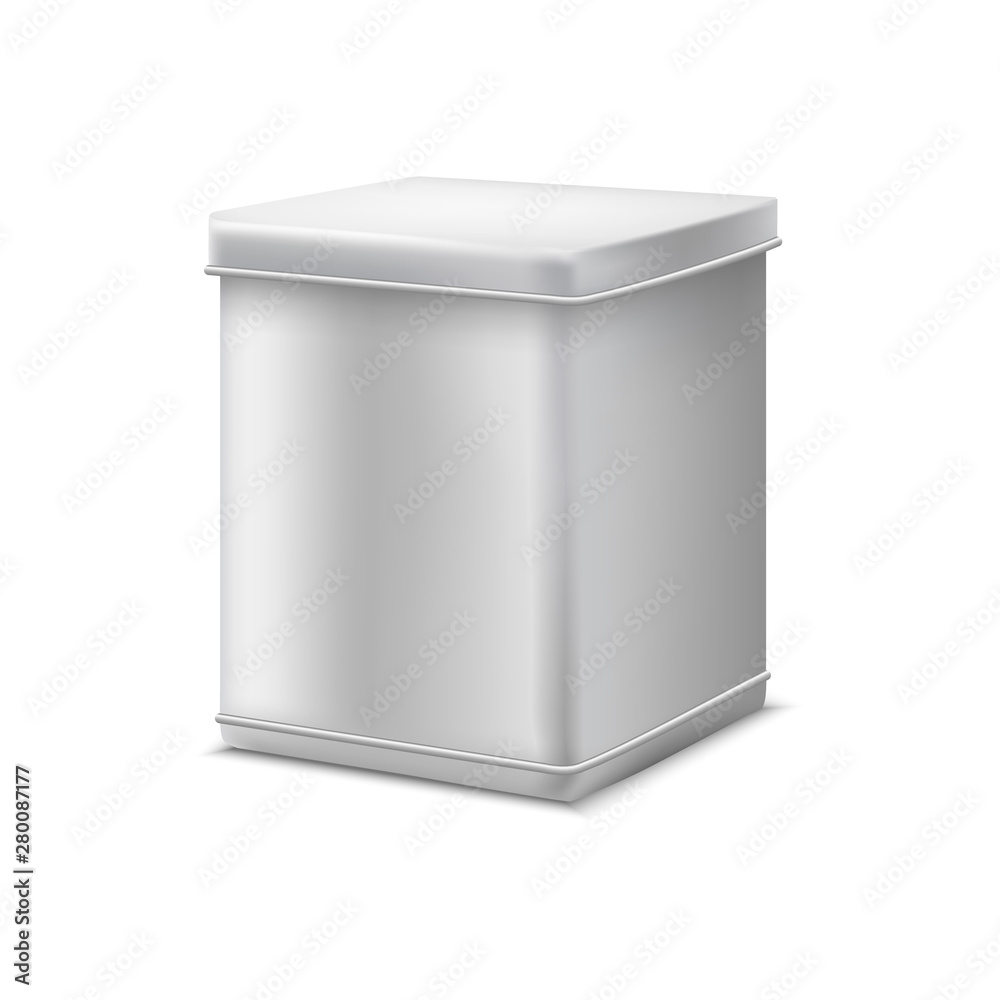 Realistic Detailed 3d White Blank Tin Can Template Mockup. Vector Stock ...