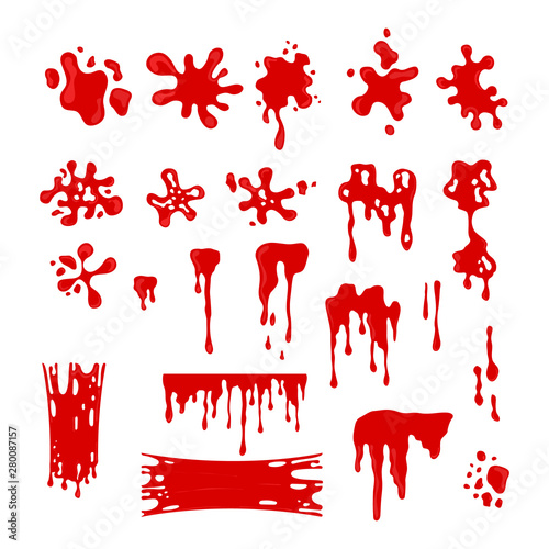 Red Slime Effects Different Types Set. Vector