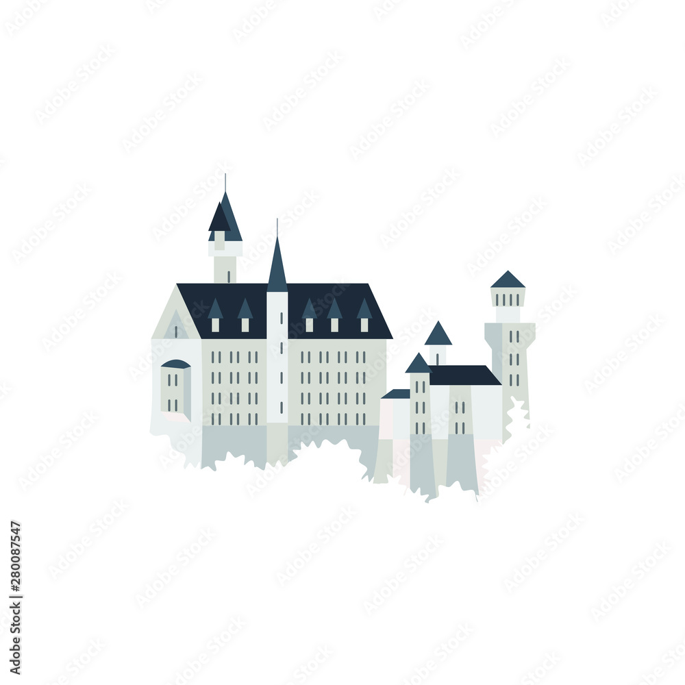 Neuschwanstein Castle vector icon. color symbol Neuschwanstein Castle. Neuschwanstein Castle sign. Neuschwanstein Castle logo