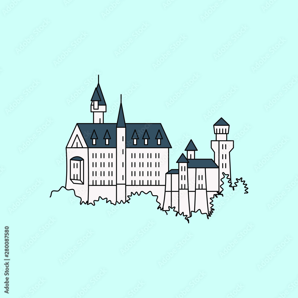 Neuschwanstein Castle vector icon. color symbol Neuschwanstein Castle. Neuschwanstein Castle sign. Neuschwanstein Castle logo