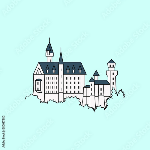 Neuschwanstein Castle vector icon. color symbol Neuschwanstein Castle. Neuschwanstein Castle sign. Neuschwanstein Castle logo