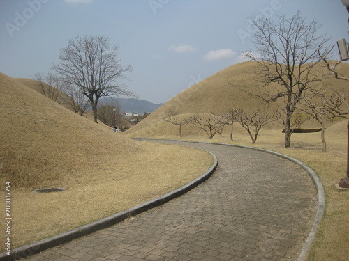 Winding road in the mountains. Korean landscape.