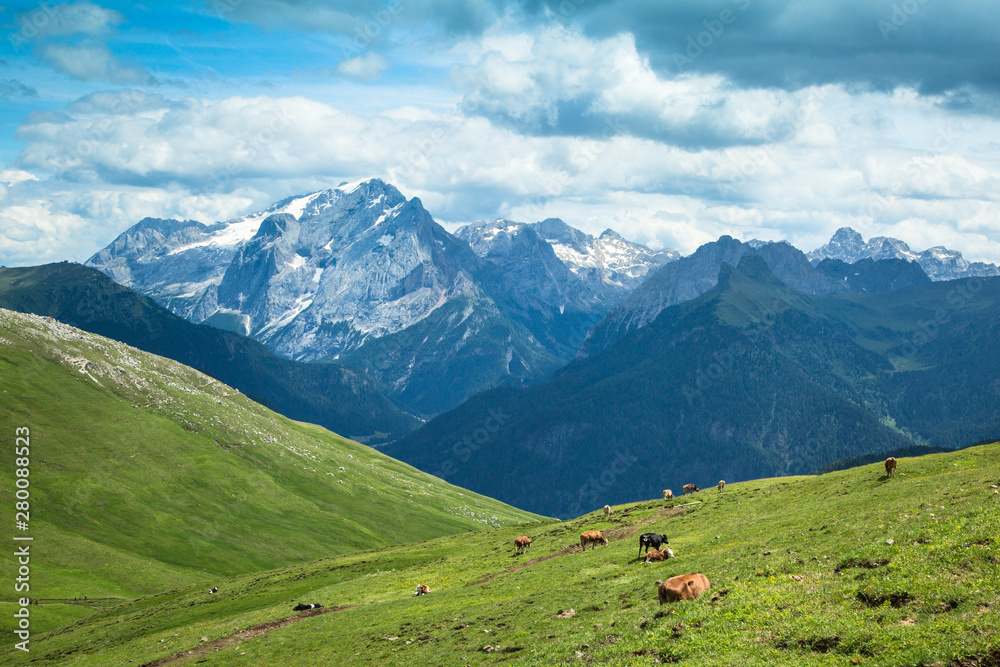 Alpine landscape in the Dolomites, Italy.