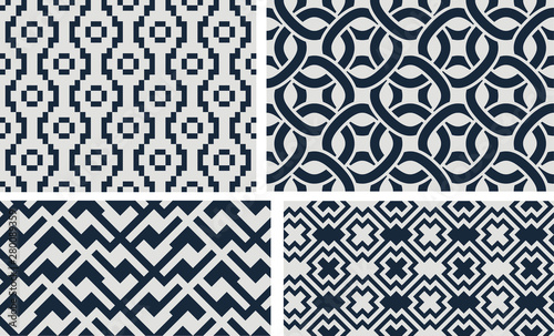 Set of seamless patterns. Abstract geometric background vector illustration