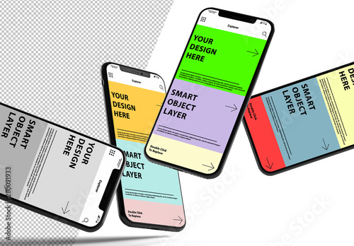 4 Floating Smartphone Mockups