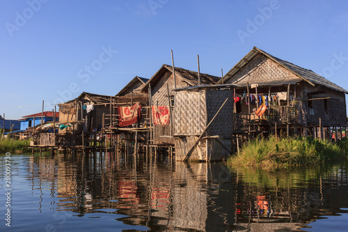 Floating villages are found all over the Inle Lake located in Myanmar