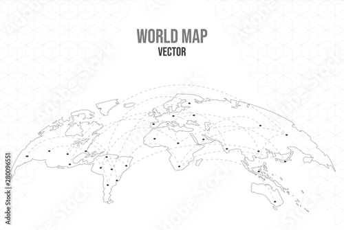 World map empty template with globe city network