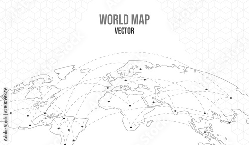 World map empty template with globe city network