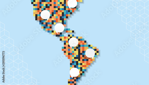 Colorful america pixel map empty bubble template