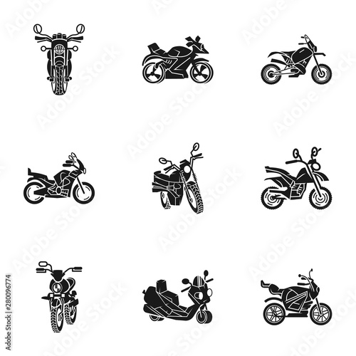 Motorbike icon set. Simple set of 9 motorbike vector icons for web design isolated on white background