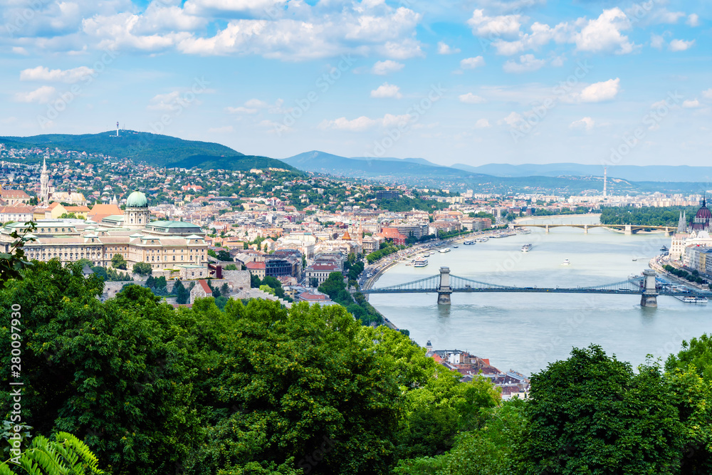 Landscape of Budapest over the Danube river.