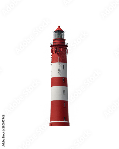 Leuchtturm, freigestellt, rot weiß, isoliert auf weißem Hintergrund, Nordsee, Amrum,
