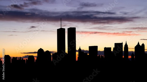 Original World Trade Center with the Iconic Twin Towers, Time Lapse at Dusk, Manhattan, New York City, USA photo