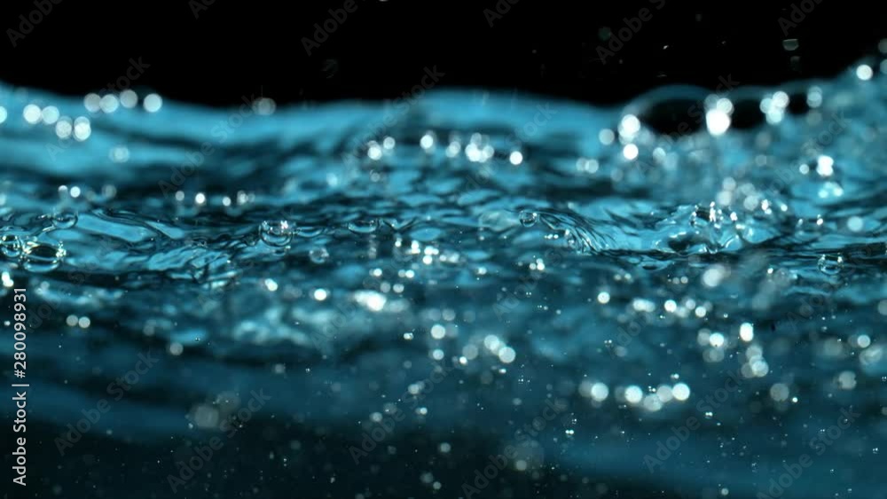 Super slow motion of bubbling water in detail. Filmed on very high speed camera, 1000 fps.