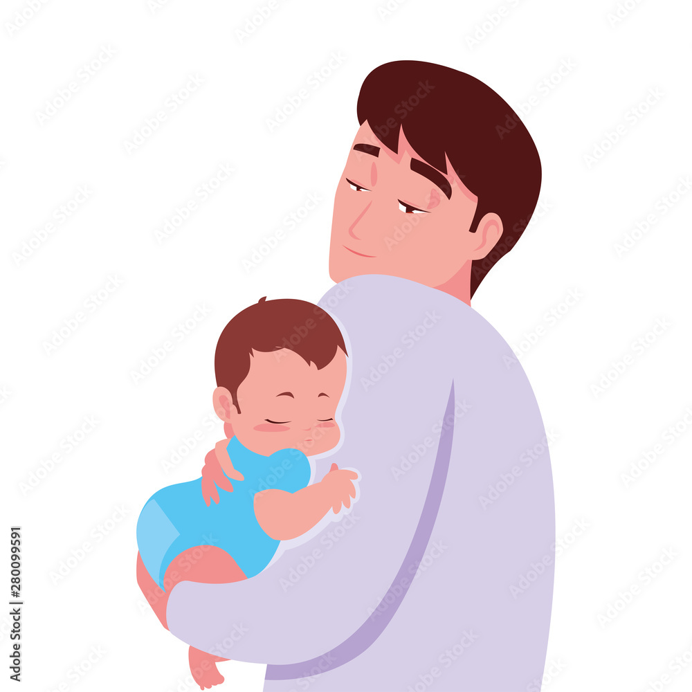 dad carrying his baby in his arms