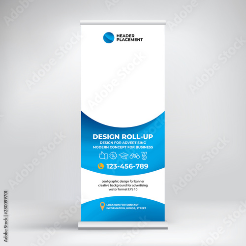 Advertising banner roll-up, fashion graphic gradient, background for presentations, conferences, seminars