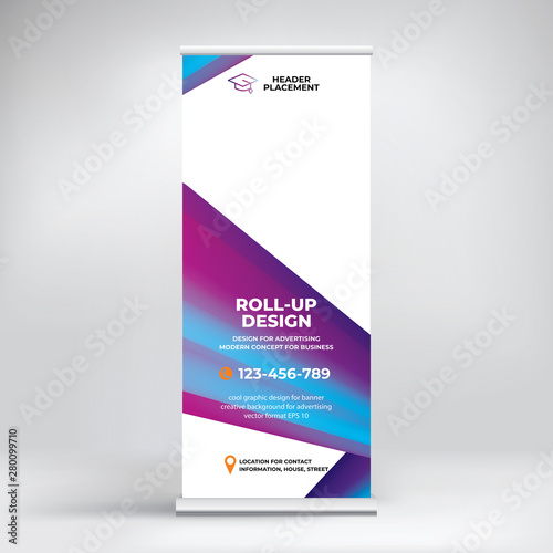 Advertising banner roll-up, fashion graphic gradient, background for presentations, conferences, seminars