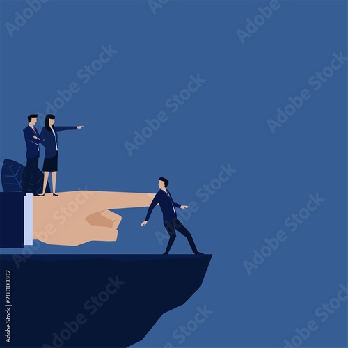 Business manager fired employee and send to gap metaphor of eliminate.