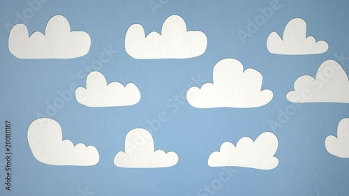 Seamless Stop Motion Clouds Animation On Paper Texture. Ideal For Your Nature/Cloud/Weather Related Projects. High-Quality Animation. 4K,24fps