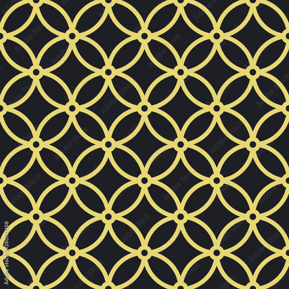 Fototapeta premium Seamless black and gold vintage overlapping circles pattern vector
