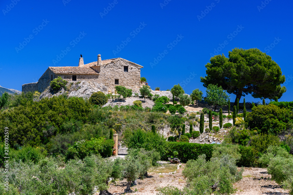 Domek na wzgórzu z gajem oliwnym