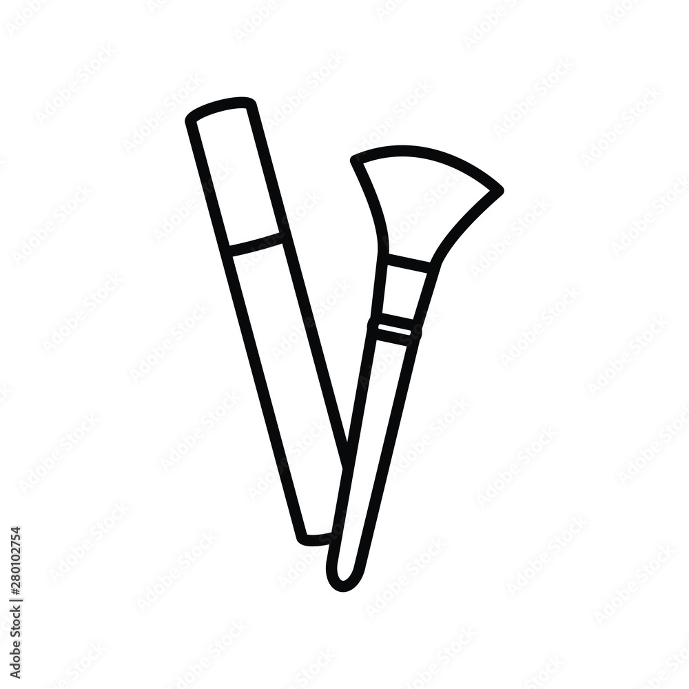 eyelash and brush make up drawing icon eyelash and brush make up drawing icon