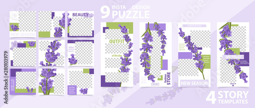 Trendy editable template for social networks stories and posts, vector illustration.