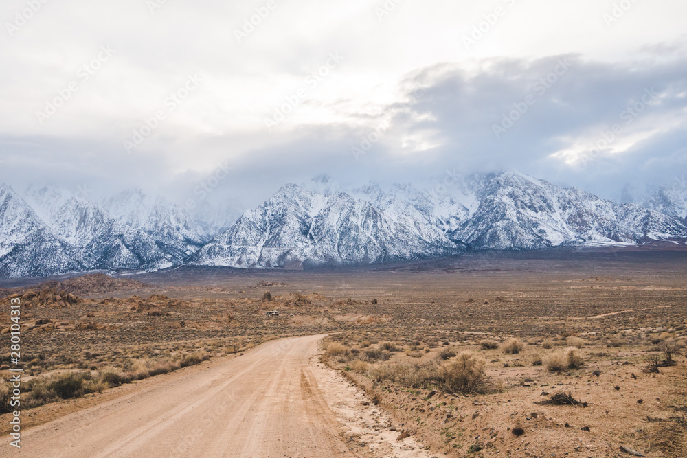 Sierra Nevada Mountains scenic view from Alabama Hills, California, United States