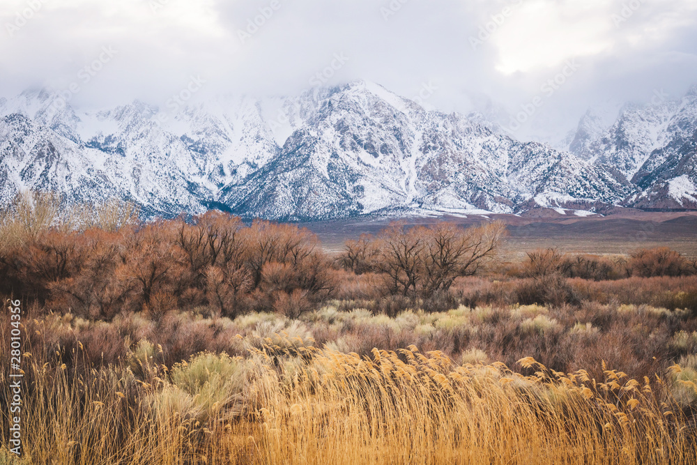 Sierra Nevada Mountains scenic view from Alabama Hills, California, United States