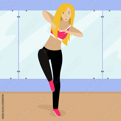 Zumba fitness girl in classroom