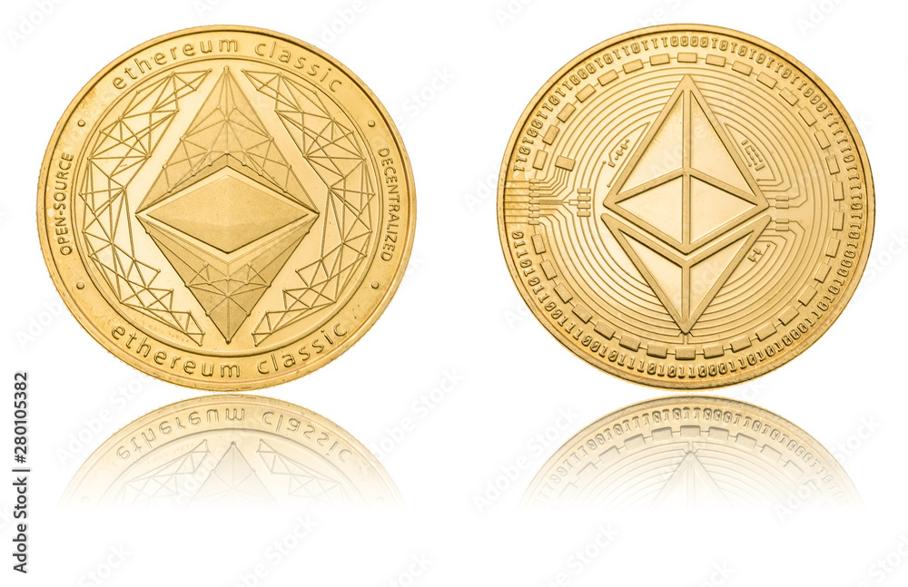 custom made wallpaper toronto digitalGold ryptocurrency coin - etherum classic, isolated on a white