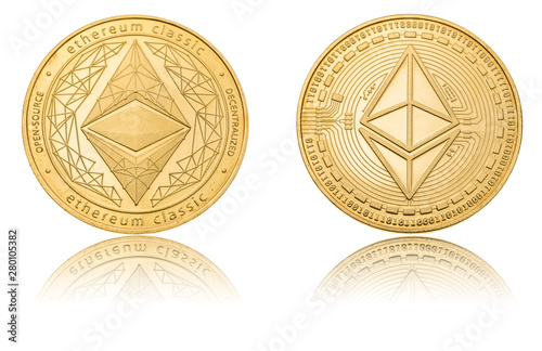 Wallpaper Mural Gold ryptocurrency coin - etherum classic, isolated on a white Torontodigital.ca