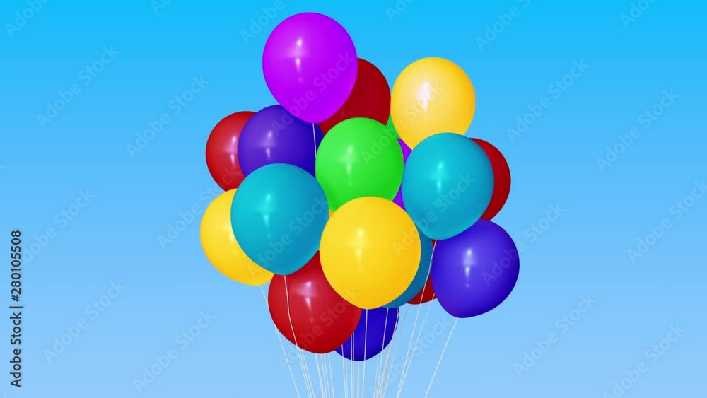 Making a bunch of multicolor helium balloons. Gathering together conceptual 3D animation Making a bunch of multicolor helium balloons. Gathering together conceptual 3D animation