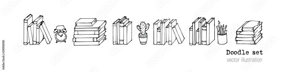 Vector Set of books, Notebooks, Notepads and Diaries. Stack of books ...