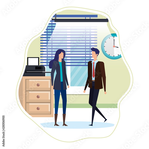 business couple in the workplace characters