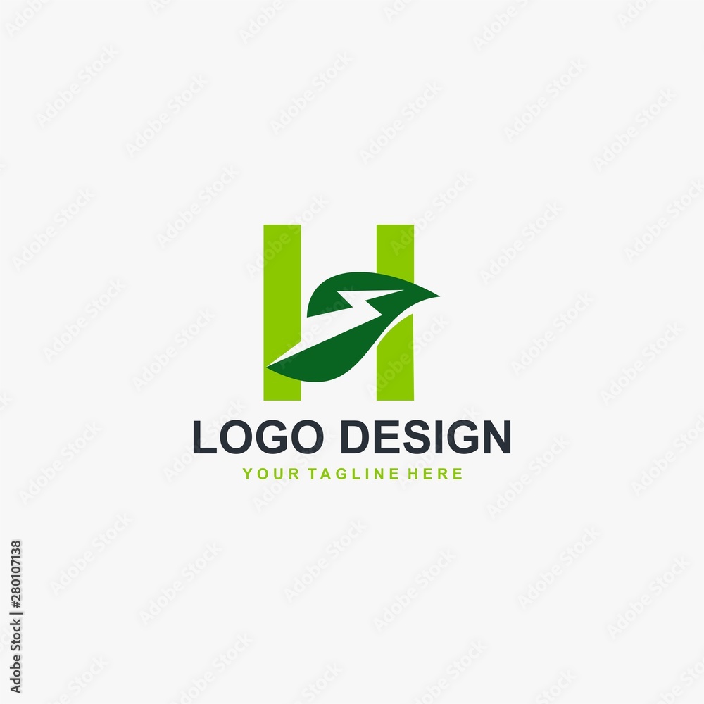 Letter H and leaf icon design, ecology natural illustration energy - Vector Letter H and leaf icon design, ecology natural illustration energy - Vector