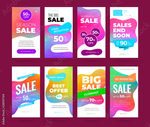 Set of sale banner for social media stories, web page, mobile phone. Sale banner template design special offer set.