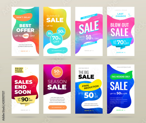 Set of sale banner for social media stories, web page, mobile phone. Sale banner template design special offer set.