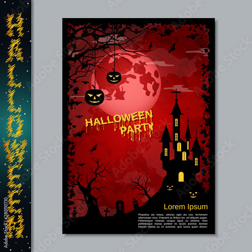 Halloween night flyer, booklet,  poster, invitation card vector design template