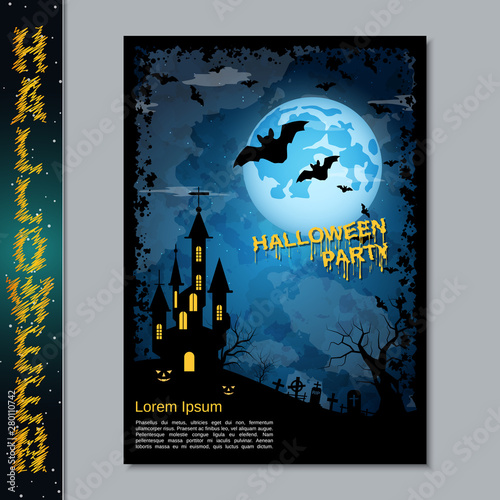Halloween night flyer, booklet,  poster, invitation card vector design template