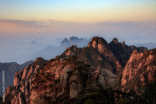 Sanqingshan, Mount Sanqing National Park - Jiangxi Province China. National Geopark and Sacred Taoist Mountain, UNESCO World Heritage. Exotic Pine Trees, Yellow Granite Mountains, similar to Huangshan © Cedar