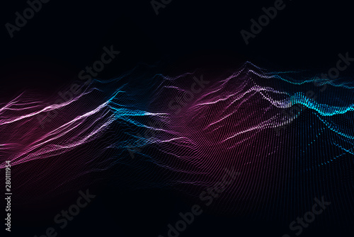 Artificial intelligence. 5G Technology Concept illustration. Wireless Mobile Internet. Equalizer for music. computer geometric digital connection structure. wireframe landscape. Big Data