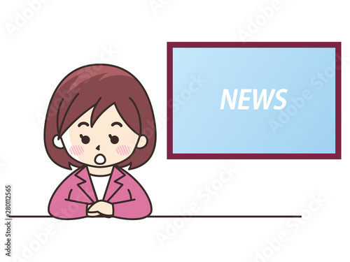 ニュースを伝えるアナウンサーの女性