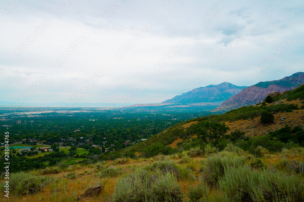 View of the Ogden valley along Waterfall Canyon Trail near Ogden, Utah