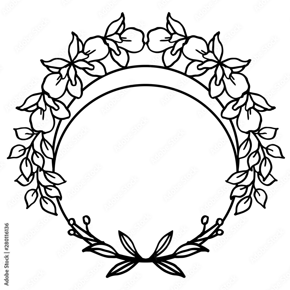 Modern leaf wreath frame, isolated on white background. Vector