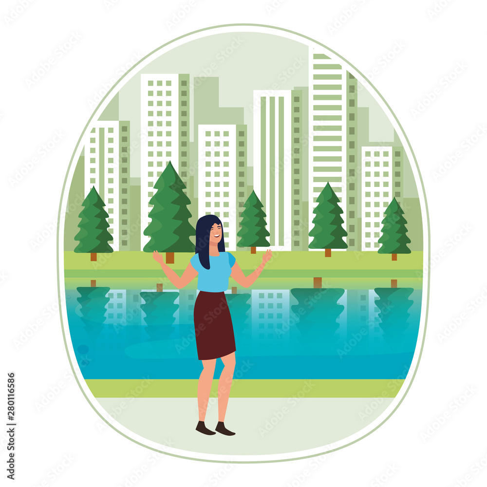 happy young woman celebrating in the park happy young woman celebrating in the park